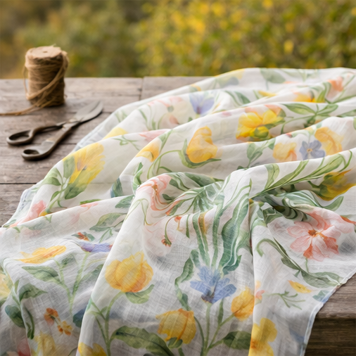 %100 Saf İpek Şifon Kumaş