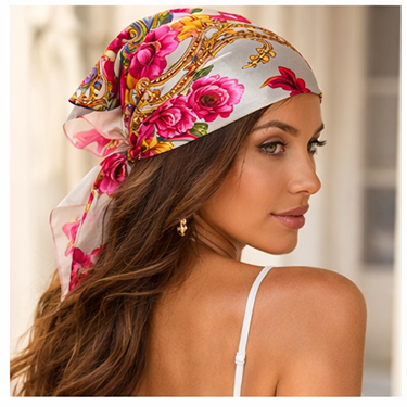 %100 Saf İpek Saten Bandana