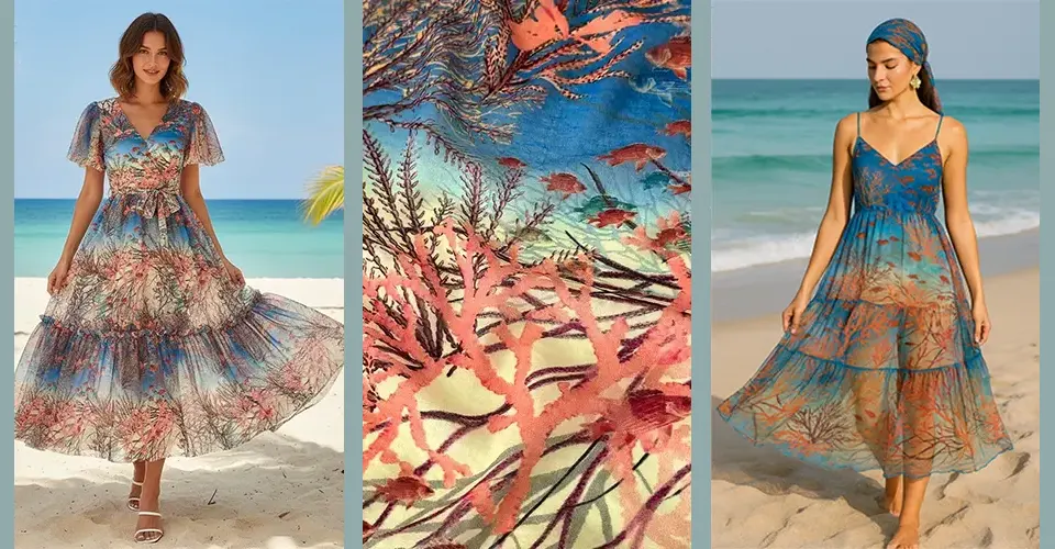 Digital Printed Polyamid Tulle for Women Dress